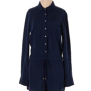 Navy blue collared and button down romper